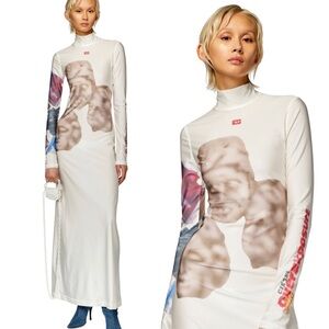 Diesel D-Eleo dress in white maxi